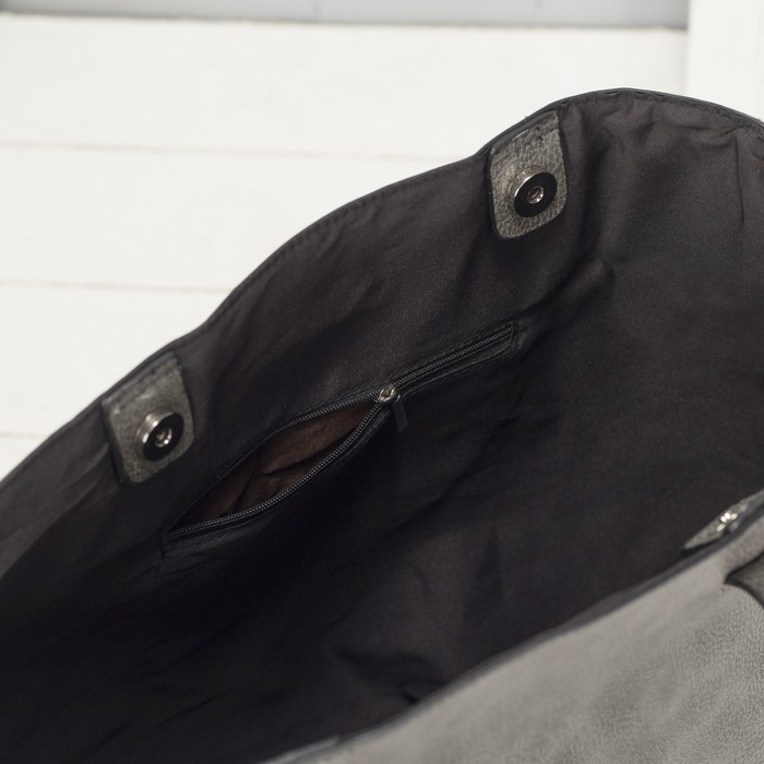 Сумка женская на кнопке "Агнешка", 1 отдел с расширением, серая