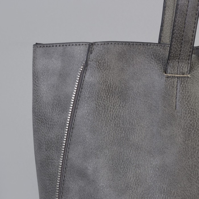 Сумка женская на кнопке "Агнешка", 1 отдел с расширением, серая