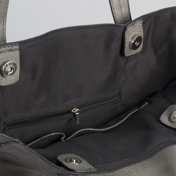 Сумка женская на кнопке "Агнешка", 1 отдел с расширением, серая