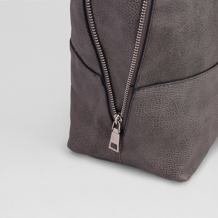 Сумка женская на кнопке "Агнешка", 1 отдел с расширением, серая