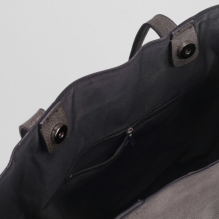 Сумка женская на кнопке "Агнешка", 1 отдел с расширением, серая