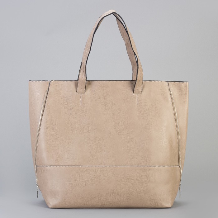 Сумка женская на кнопке "Агнешка", 1 отдел с расширением, бежевая