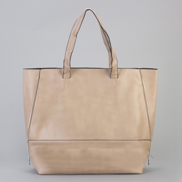 Сумка женская на кнопке "Агнешка", 1 отдел с расширением, бежевая