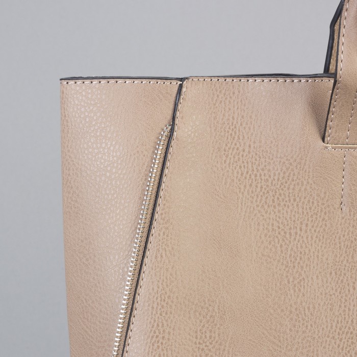 Сумка женская на кнопке "Агнешка", 1 отдел с расширением, бежевая