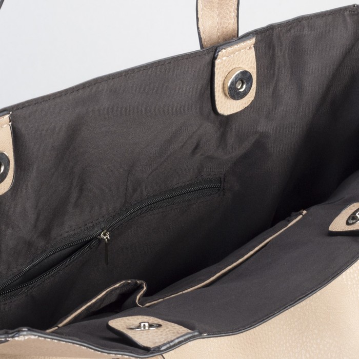 Сумка женская на кнопке "Агнешка", 1 отдел с расширением, бежевая