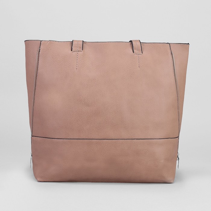 Сумка женская на кнопке "Агнешка", 1 отдел с расширением, бежевая