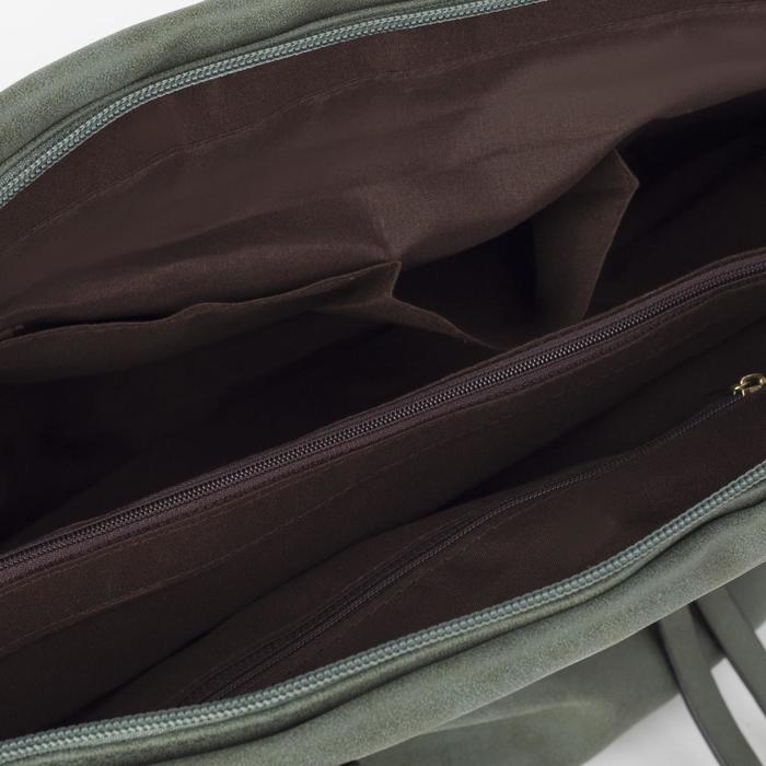 Сумка женская на молнии "Алекса", 1 отдел с перегородкой, зелёная