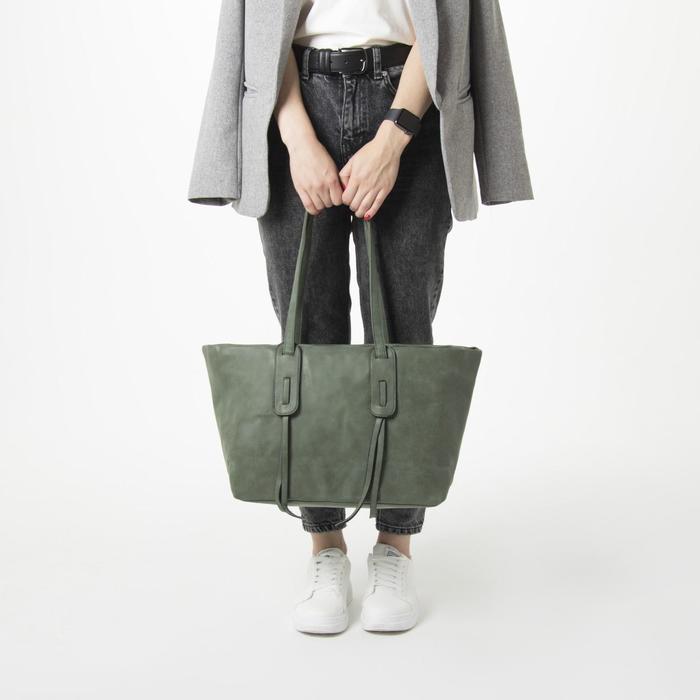 Сумка женская на молнии "Алекса", 1 отдел с перегородкой, зелёная