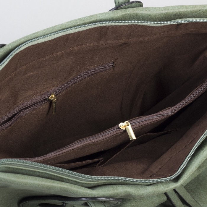 Сумка женская на молнии "Алекса", 1 отдел с перегородкой, зелёная