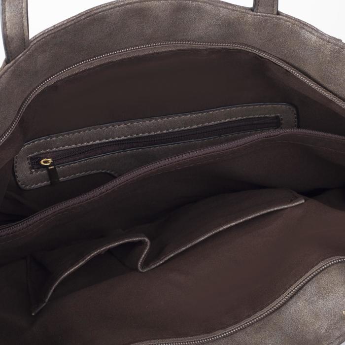 Сумка женская на молнии "Антураж", 1 отдел, коричневая