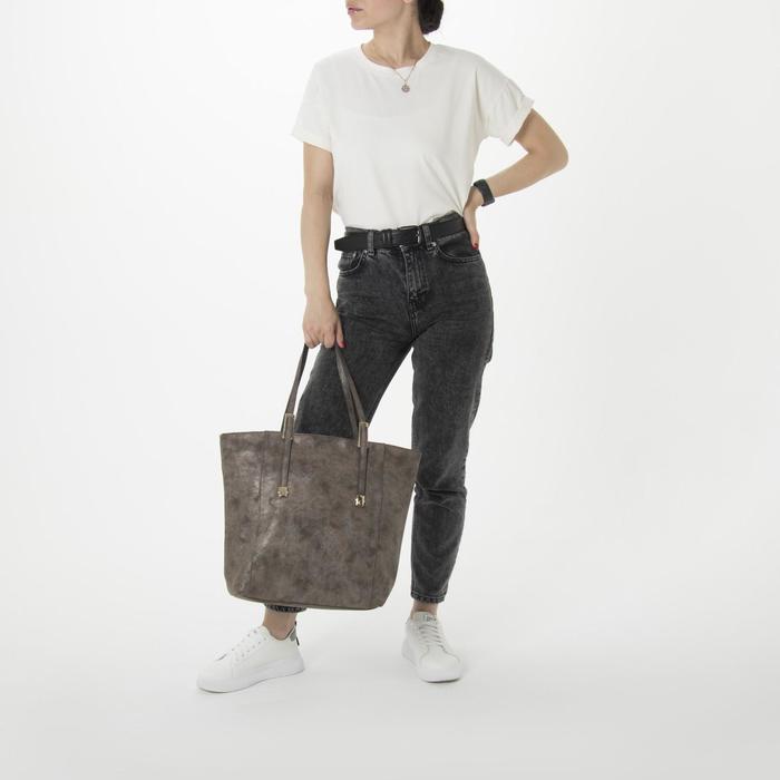 Сумка женская на молнии "Антураж", 1 отдел, коричневая