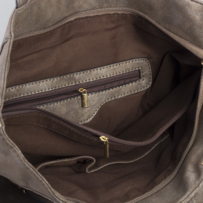 Сумка женская на молнии "Антураж", 1 отдел, коричневая