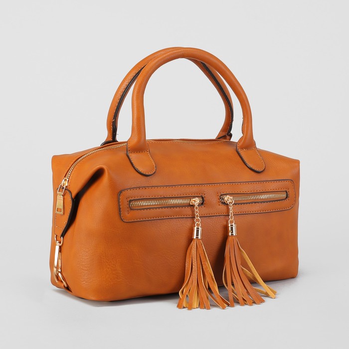 Сумка женская на молнии "Эдита", 1 отдел, 3 наружных кармана, коричневая