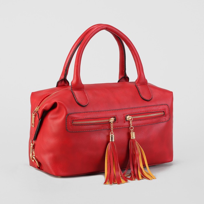 Сумка женская на молнии "Эдита", 1 отдел, 3 наружных кармана, красная