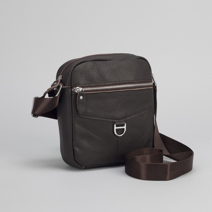 Сумка мужской "Джилл", 1 отдел, 2 наружных кармана, длинный ремень, коричневая