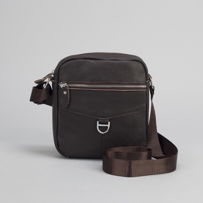 Сумка мужской "Джилл", 1 отдел, 2 наружных кармана, длинный ремень, коричневая