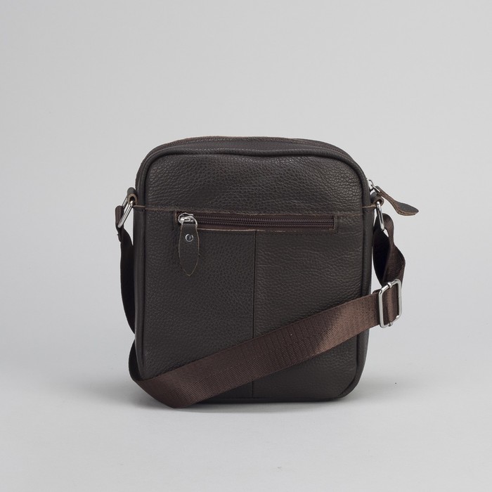 Сумка мужской "Джилл", 1 отдел, 2 наружных кармана, длинный ремень, коричневая