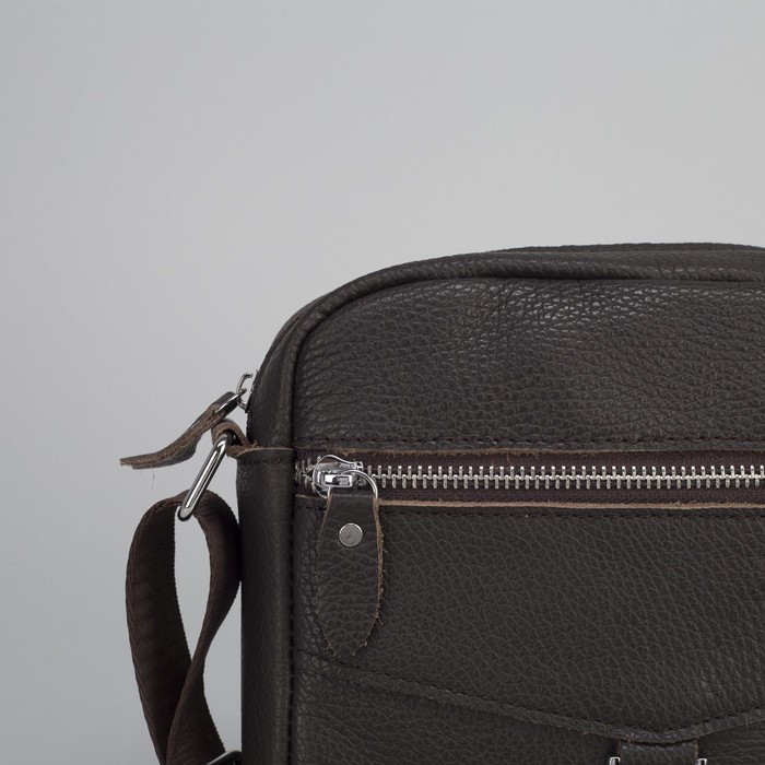 Сумка мужской "Джилл", 1 отдел, 2 наружных кармана, длинный ремень, коричневая
