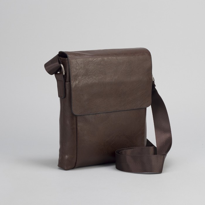 Планшет мужской "Мэтью", 1 отдел, 2 наружных кармана, длинный ремень, коричневый