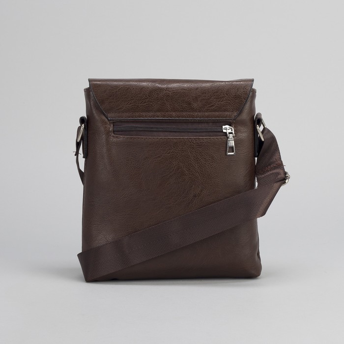 Планшет мужской "Мэтью", 1 отдел, 2 наружных кармана, длинный ремень, коричневый