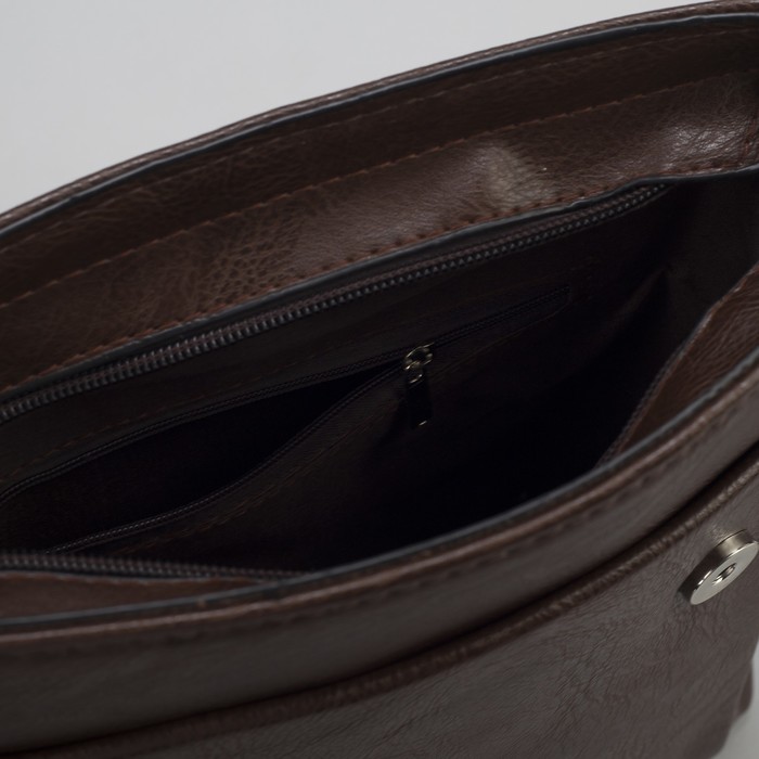 Планшет мужской "Мэтью", 1 отдел, 2 наружных кармана, длинный ремень, коричневый