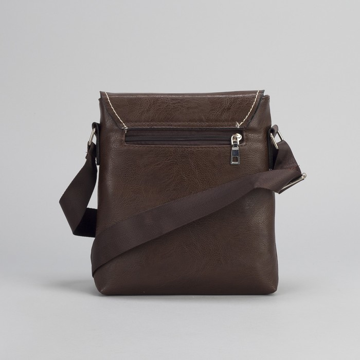 Планшет мужской "Рон", 1 отдел, 2 наружных кармана, длинный ремень, коричневый