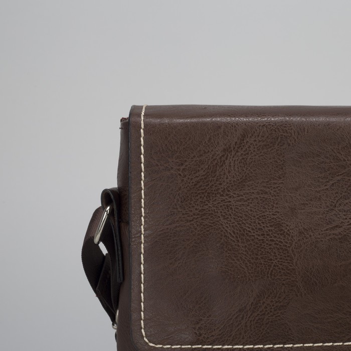 Планшет мужской "Рон", 1 отдел, 2 наружных кармана, длинный ремень, коричневый