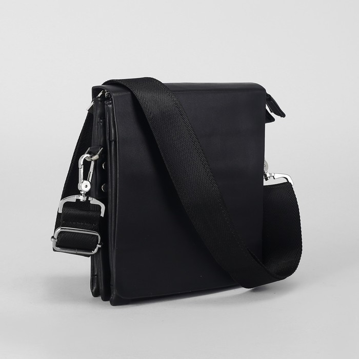 Планшет мужской "Нил", 3 отдела, 1 наружный карман, длинный ремень, чёрный