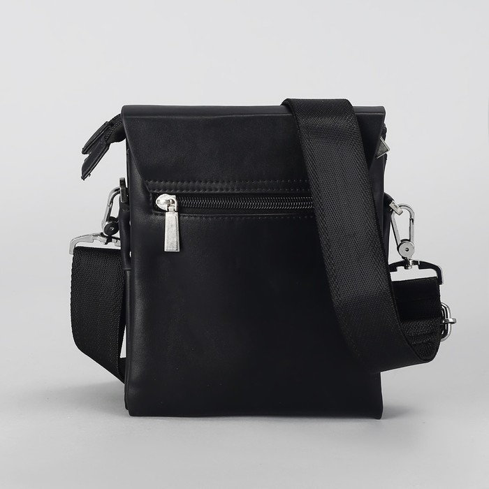 Планшет мужской "Нил", 3 отдела, 1 наружный карман, длинный ремень, чёрный