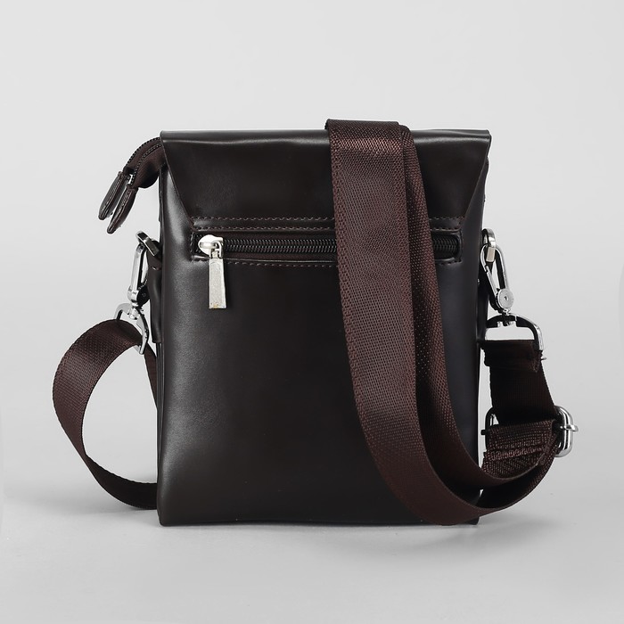 Планшет мужской "Нил", 3 отдела, 1 наружный карман, длинный ремень, коричневый