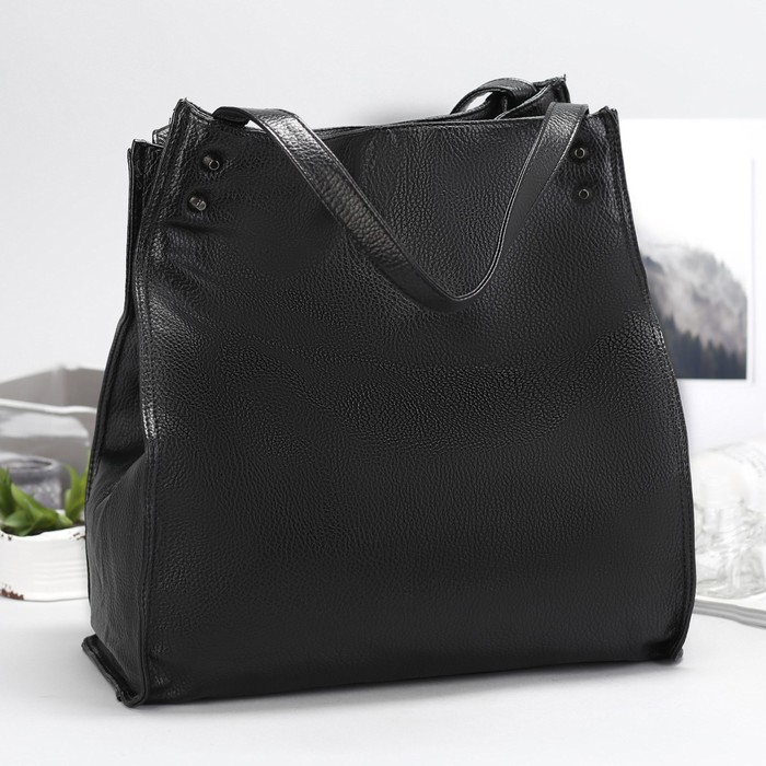 Сумка женская на кнопке "Белла", 1 отдел, чёрная