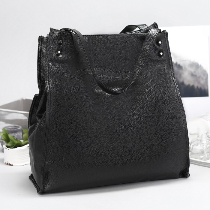 Сумка женская на кнопке "Белла", 1 отдел, чёрная