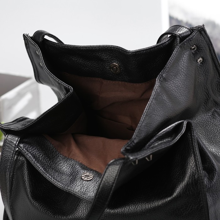 Сумка женская на кнопке "Белла", 1 отдел, чёрная