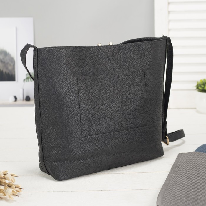 Сумка женская на замке "Виола", 1 отдел, регулируемый ремень, чёрная