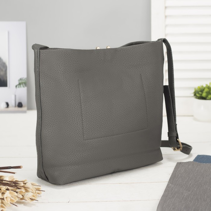 Сумка женская на замке "Виола", 1 отдел, регулируемый ремень, серая