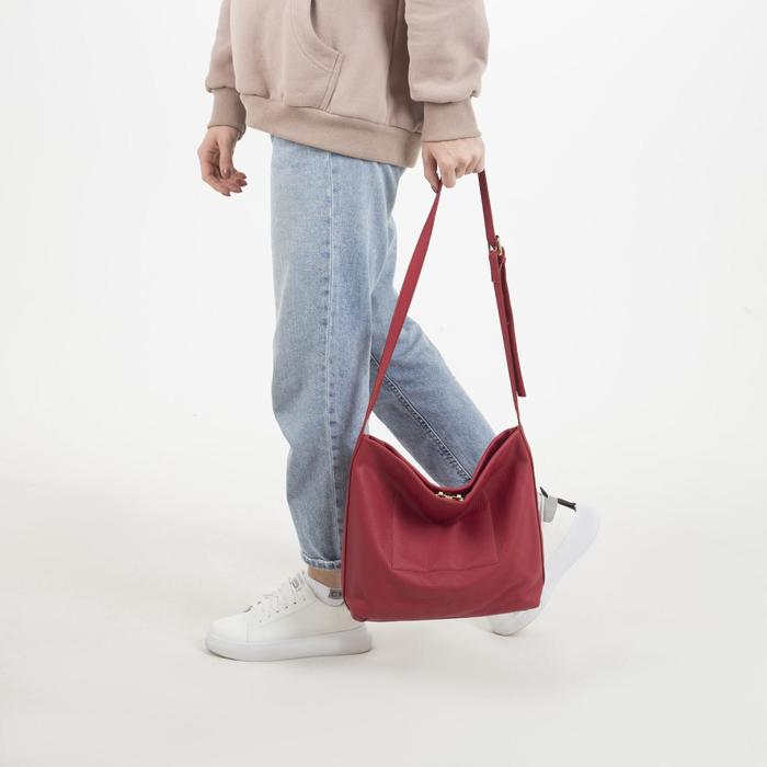 Сумка женская на замке "Виола", 1 отдел, регулируемый ремень, красная