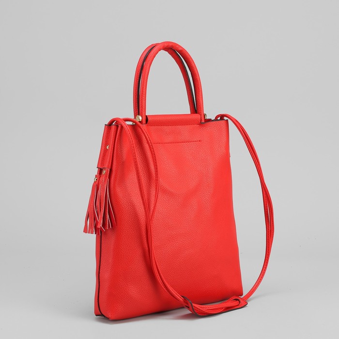 Сумка женская на магните "Глория", 1 отдел с перегородкой, длинный ремень, красная