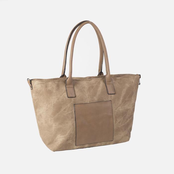 Сумка женская на молнии "Диана", 1 отдел, 2 наружных кармана, цвет тёмно-бежевый