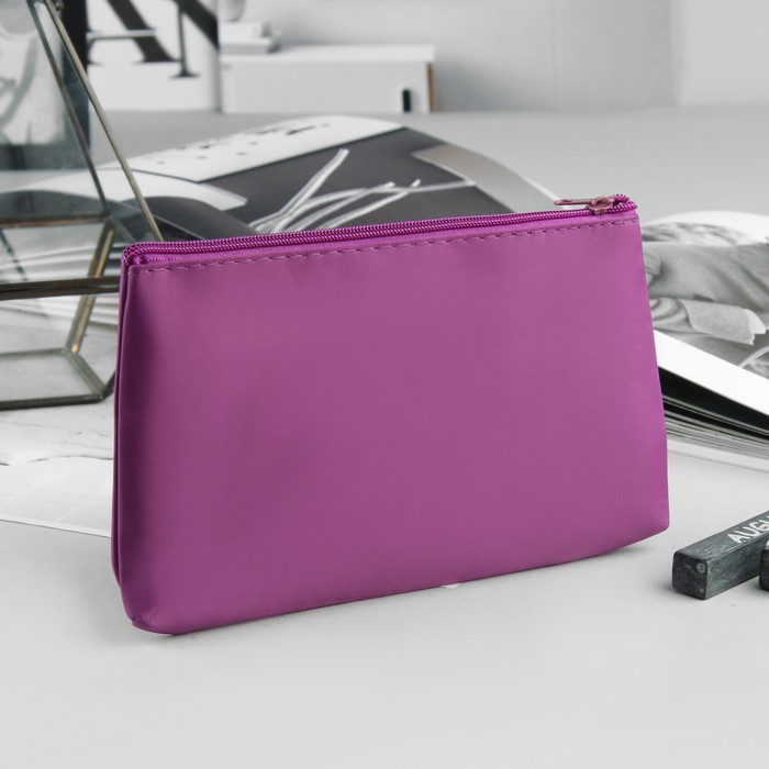 Косметичка простая на молнии, 1 отдел, фиолетовая