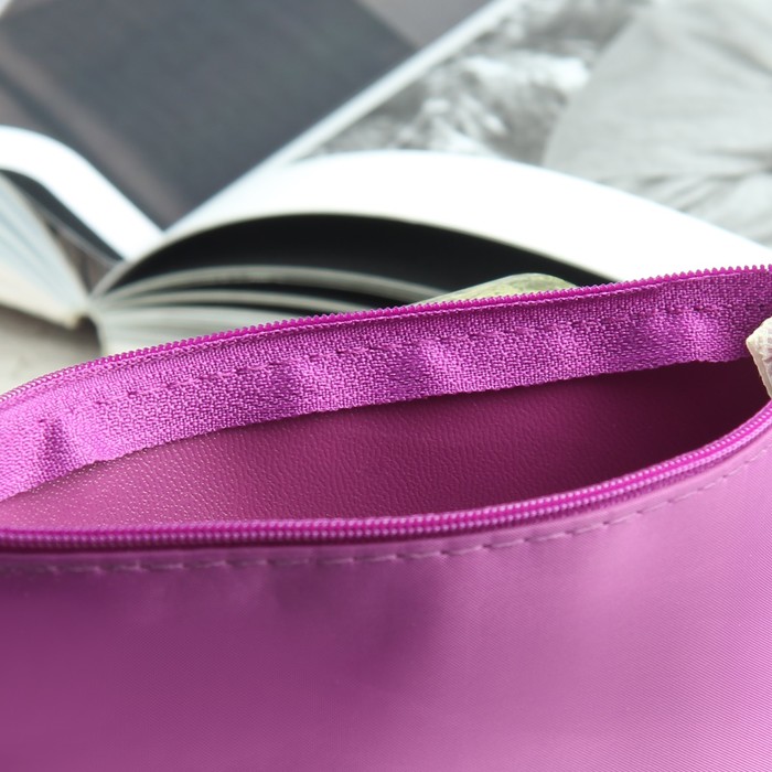 Косметичка простая на молнии, 1 отдел, фиолетовая