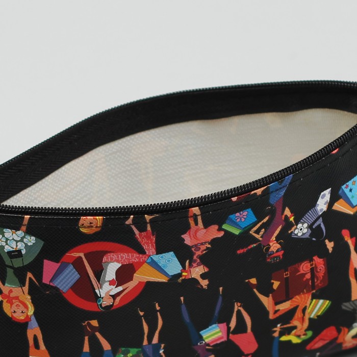 Косметичка-пенал на молнии "Девушки", 1 отдел, цвет чёрный