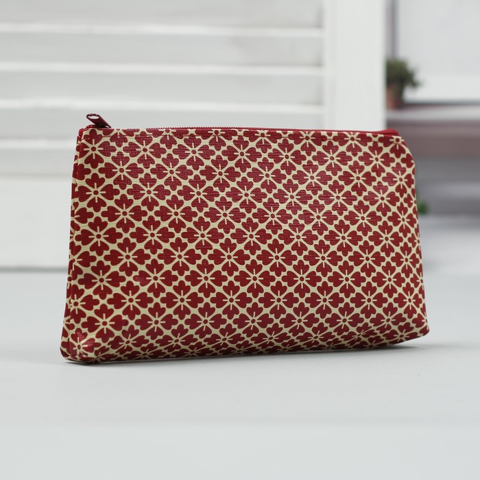 Косметичка простая на молнии "Орнамент", 1 отдел, красная