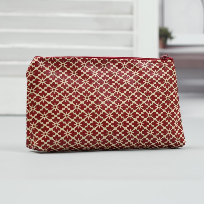 Косметичка простая на молнии "Орнамент", 1 отдел, красная