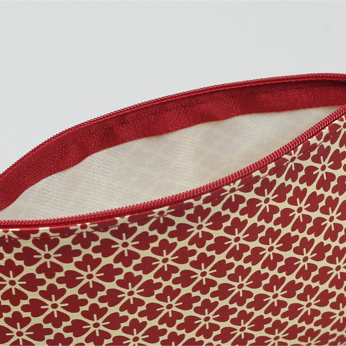 Косметичка простая на молнии "Орнамент", 1 отдел, красная