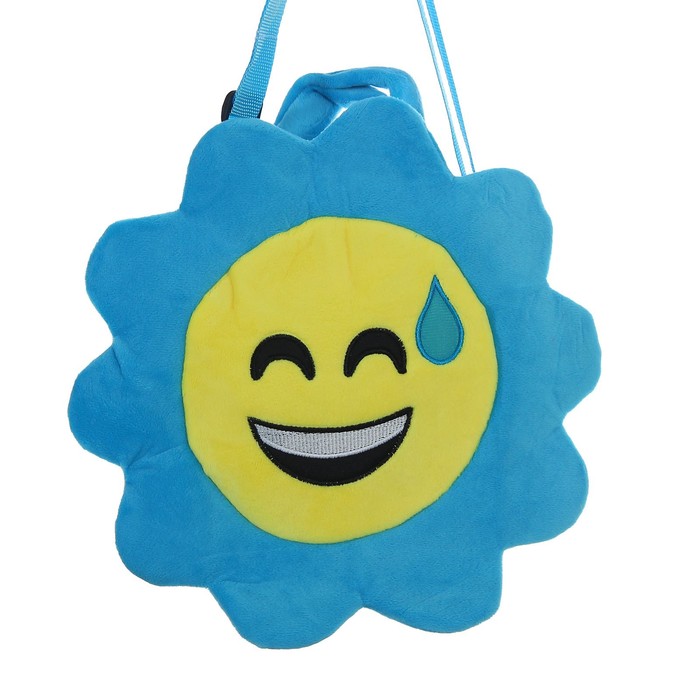Мягкая сумочка "Улыбчивый смайлик" синяя окантовка