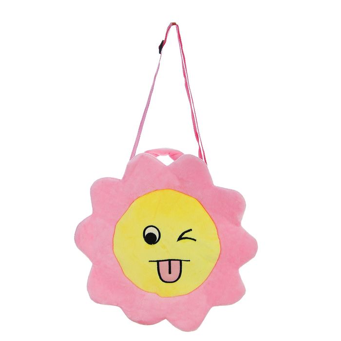 Мягкая сумочка "Смайлик шалун" розовая окантовка