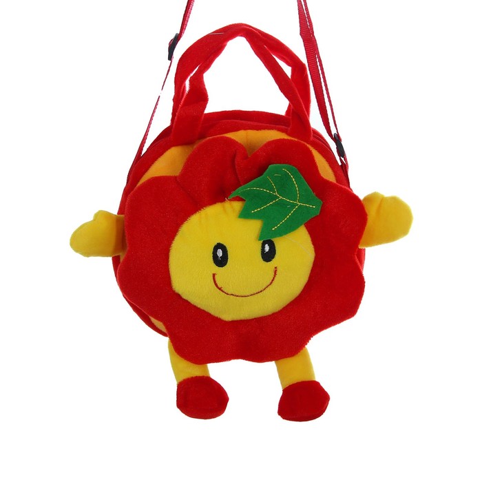 Мягкая сумочка "Цветочек" с листочком, красный цвет