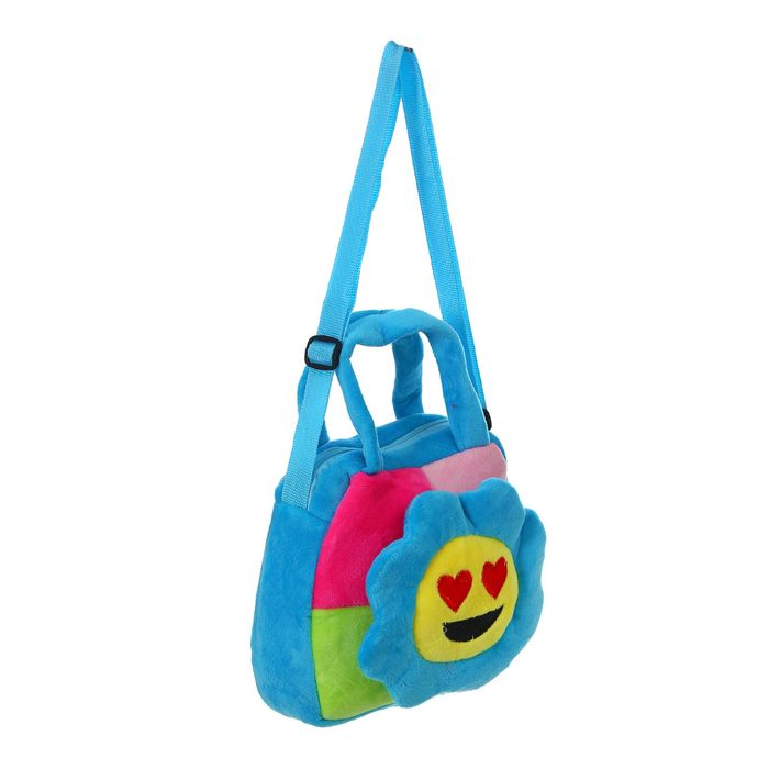 Мягкая сумочка "Цветочек" с сердечками, на синем