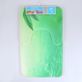 Набор ковриков для ванны и туалета Доляна «Флора», 2 шт: 38×43, 45×74 см, цвет зелёный от Сима-ленд