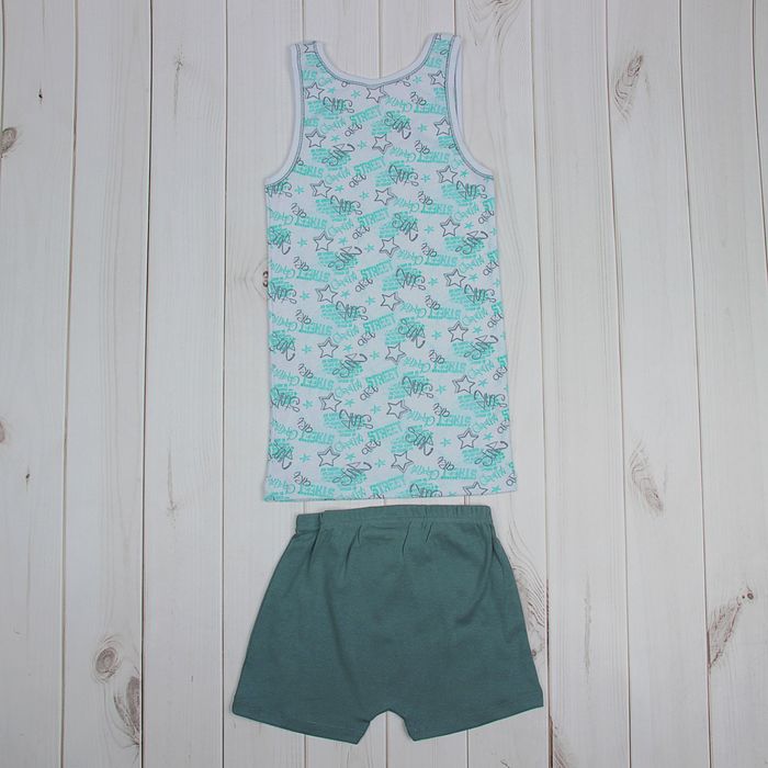 Комплект для мальчика (майка, трусы-боксеры), рост 146 см (76), цвет зелёный